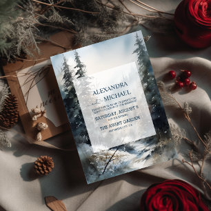 Rustieke Waterverf Pine Tree Bruiloft Kaart