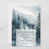 Rustieke Waterverf Pine Tree Bruiloft Save The Date (Voorkant)
