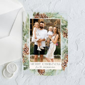 Rustieke Waterverf Pinecone Krans Vakantiefoto Acryl Uitnodigingen