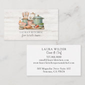 Rustieke Waterverf potten pannen eten keukengerei Visitekaartje (Voorkant / Achterkant)