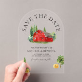 Rustieke Waterverf Red Barn Wedding Save the Date Acryl Uitnodigingen (Insitu (Draagbaar))