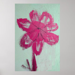 Rustieke Waterverf Roze Daisy Poster