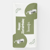 Rustieke Waterverf Sage Green Happy 21e verjaardag Spandoek (Verticaal)