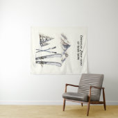 Rustieke Waterverf Ski Sneeuwboom Bergwinter Wandkleed (In Situ (horizontaal))