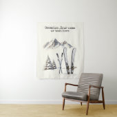 Rustieke Waterverf Ski Sneeuwboom Bergwinter Wandkleed (In situ)