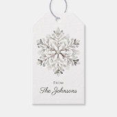 Rustieke Waterverf Snowflake gepersonaliseerde ker Cadeaulabel (Voorkant)