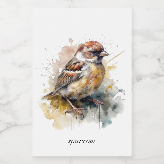 Rustieke Waterverf Sparrow, aangepaste Voedselcontainer Etiket (Enkel label)