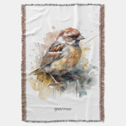 Rustieke Waterverf Sparrow, op maat Deken (Voorkant Verticaal)