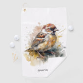 Rustieke Waterverf Sparrow, op maat Golfhanddoek (Insitu)