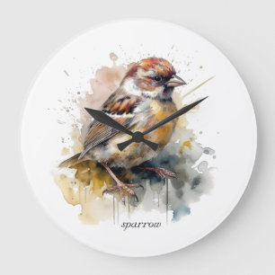 Rustieke Waterverf Sparrow, op maat Grote Klok