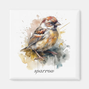 Rustieke Waterverf Sparrow, op maat Magneet