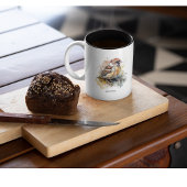 Rustieke Waterverf Sparrow, op maat Tweekleurige Koffiemok