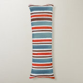 Rustieke Waterverf Stripes - Rood, Blauw en Bruin Lichaamskussen (Voorkant Verticaal)