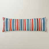 Rustieke Waterverf Stripes - Rood, Blauw en Bruin Lichaamskussen (Voorkant)