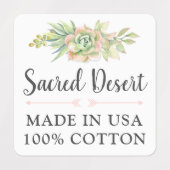 Rustieke Waterverf Succulent Cactus Custom Kleding Labels (Design 1)