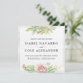 Rustieke Waterverf Succulent Cactus Vierkante Brui Kaart (Staand voorkant)