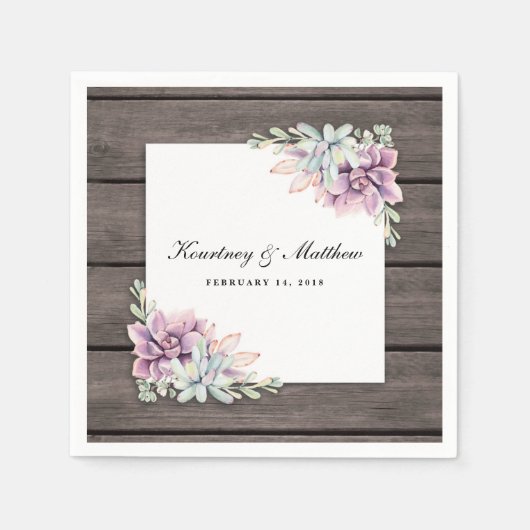 Rustieke Waterverf Succulent Floral Servetten (Voorkant)