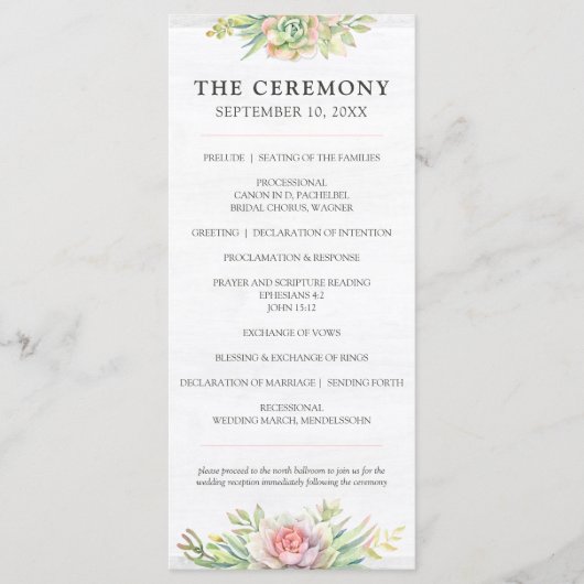 Rustieke Waterverf Succulente Woestijn Cactus Brui Programma (Voorkant)