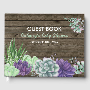 Rustieke Waterverf Succulenten Baby shower Gastenboek