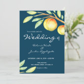 Rustieke Waterverf Sweet Peaches Bruiloft Kaart (Staand voorkant)