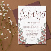 Rustieke Waterverf Terracotta Bloemen Bruiloft Kaart