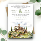 Rustieke Waterverf Toscane QR Code Bruiloft Kaart