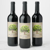 Rustieke Waterverf Tree Wijn Etiket (Flessen)