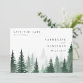 Rustieke Waterverf Trees Forest Wedding Save The Date (Staand voorkant)