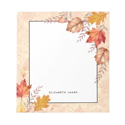 Rustieke Waterverf Vallende bladeren herfst Custom Notitieblok (Voorkant)