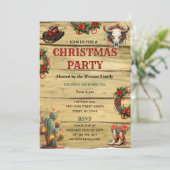 Rustieke Waterverf Western kerstdiner Kaart (Staand voorkant)