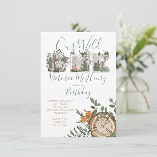 Rustieke Waterverf Wild One verjaardagsfeestje Kaart (Staand voorkant)
