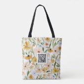Rustieke Waterverf Wilde Bloemen Logo QR Code Draagtas (Achterkant)
