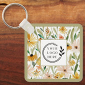 Rustieke Waterverf Wilde Bloemen Logo QR Code Sleutelhanger (Voorkant)