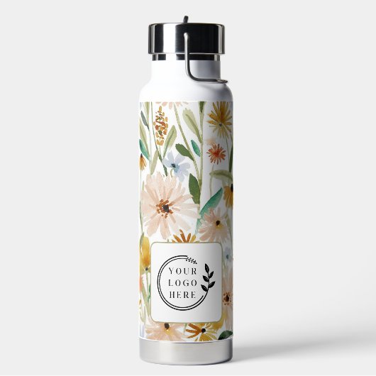 Rustieke Waterverf Wilde Bloemen Voeg Logo Bedrijf Waterfles (Links)