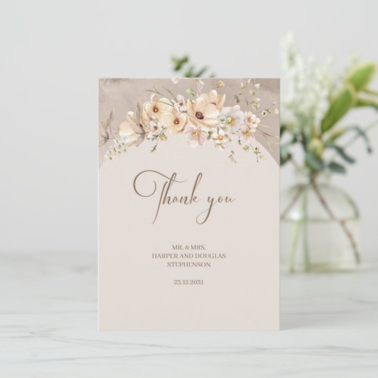 Rustieke waterverf Wildflower Boho zomer Bedankkaart (Staand voorkant)