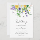 Rustieke Waterverf Wildflower bruiloft Kaart (Voorkant)