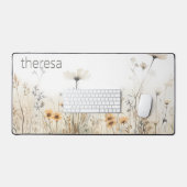 Rustieke Waterverf Wildflower Field Monogram Bureaumat (Keyboard & Muis)