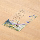 Rustieke Waterverf Wildflower Mountain bruiloft Acryl Uitnodigingen (Laagn)