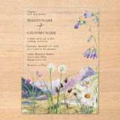 Rustieke Waterverf Wildflower Mountain bruiloft Acryl Uitnodigingen (Voorkant)