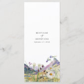 Rustieke Waterverf Wildflower Mountain bruiloft Menu (Achterkant)
