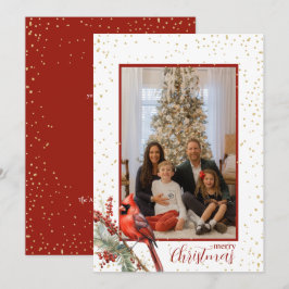 Rustieke waterverf winter kardinaal hulsttak feestdagenkaart