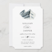 Rustieke Waterverf Winter Mountain Wedding Kaart (Voorkant)