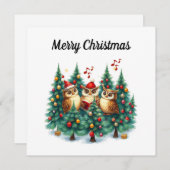 Rustieke Waterverf Winter Pine Trees Caroling Feestdagenkaart (Voorkant / Achterkant)