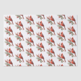 Rustieke Waterverf Winterkardinaal Holly Branch Tissuepapier