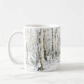 Rustieke waterverf wintersneeuw bos monogrammed koffiemok (Links)