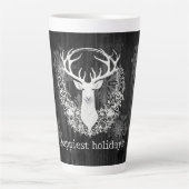 Rustieke Waterverf Witte Rendieren Latte Mok (Voorkant)