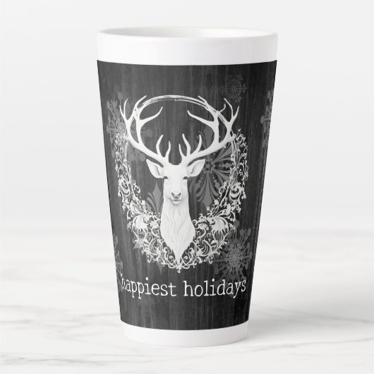 Rustieke Waterverf Witte Rendieren Latte Mok (Voorkant)