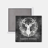 Rustieke Waterverf Witte Rendieren Magneet (Voorkant / Achterkant)