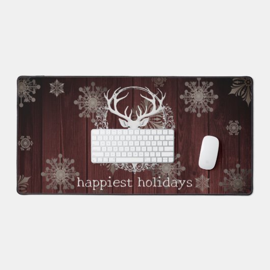 Rustieke Waterverf Witte Rendieren | Red Bureaumat (Keyboard & Muis)