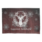 Rustieke Waterverf Witte Rendieren | Red Kussensloop (Voorkant)